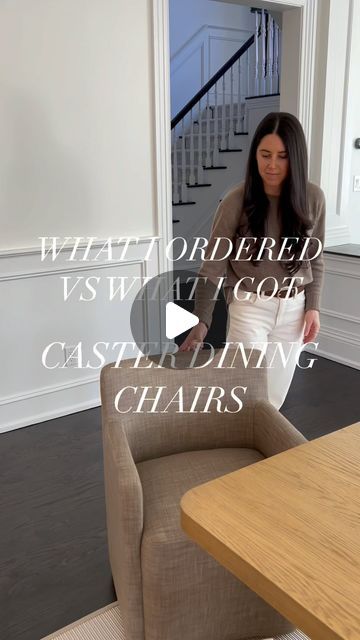 Shannon Russo Interiors on Instagram: "We love adding more stately dining chairs to the head of the table! Most of our clients love the look of full upholstered arm chairs or slipcovered arm chairs! This style can be harder to maneuver on a daily basis and make getting in and out of the chair a tad bit harder than your regular side chair style! They tend to be heavier and you have less places to grab onto to move it in and out! The best solution to this issue is finding dining chairs ON CASTERS! Your head dining chairs will glide around with ease and you get that stately full upholstered look! These are one of our favorite castor dining arm chairs on the market! The castors are totally hidden as well! They come in tons of super performance fabrics and are priced well! **These also make gre Comfortable Dining Chairs With Arms, Head Dining Chairs, Dining Room Chairs Upholstered, Comfortable Dining Chairs, Hearth And Hand, Move It, Arm Chairs, Upholstered Arm Chair, Chair Style