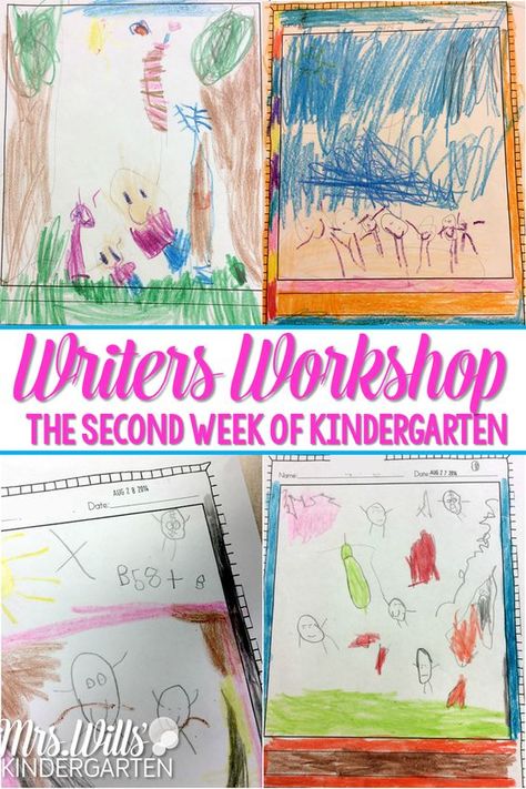 Kindergarten Journal Writing, Kindergarten French, Second Week Of School, Writing Workshop Kindergarten, Writers Workshop Kindergarten, Mo Williams, Kindergarten Journals, Lucy Calkins, Writing Mini Lessons