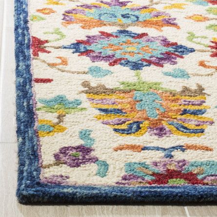 World Menagerie Physter Hand-Tufted Wool Ivory/Blue Area Rug | Wayfair Casual Home Decor, Blue Rugs, Rustic Chic Decor, Safavieh Rug, Shag Carpet, Square Area Rugs, Rug Direct, Wool Runner Rug, Wool Runners