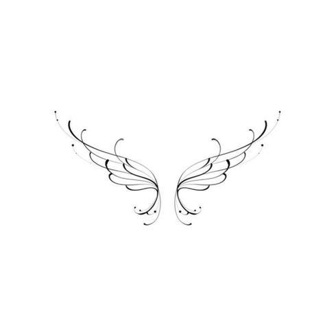 Delicate Wings Tattoo, Wings Tattoo Design On Back, Tattoo Designs White Background, Moon With Wings Tattoo, Feminine Angel Wings Tattoo, One Line Phoenix Tattoo, Angel Wings Spine Tattoo, Dainty Wings Tattoo, Fine Line Wings Tattoo