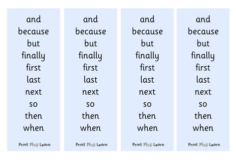 Conjunctions – Connectives Word Mat/ Book Mark  Use these to support a class with their reading or writing – use to support putting things into time order.  An Early Years (EYFS) and Primary School printable teaching resource.  Print Play Learn Display Lettering, Classroom Organisation, Phonics Games, Starting School, Free Teaching Resources, Primary Teachers, New Classroom, Easy Learning, Learning Spaces