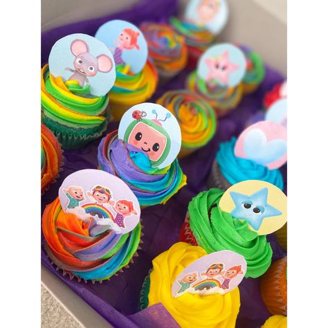 Cocomelon Theme Cupcakes, Coco Melon Cupcake Ideas, Cocomelon Cupcakes Ideas, Cocomelon Birthday Cupcakes, Cocomelon Cupcake Ideas, Coco Melon Cupcakes, Cupcake Cocomelon, Cocomelon Second Birthday, Cocomelon Party Treats