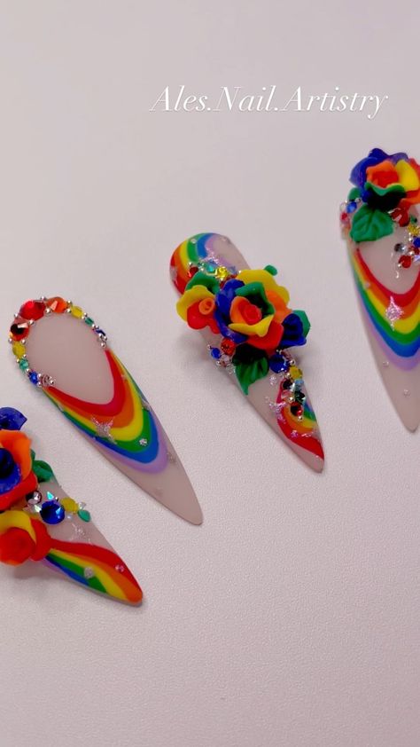 Gay Pride Nails Designs, Rainbow Pride Nails, Lgbtq Nails, Gay Pride Nails, Pride Month Nails, Pride Nails Designs, 21st Birthday Cake For Guys, Nail Competition, Pride Nail