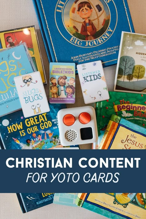 Christian Yoto Cards - 30+ Links for Good Christian Content For MYO - Looking for audiobooks, podcasts, or music for your kids that contain Christian themes? Here are 30+ links for Christian content to add to your Yoto cards! Free Yoto Content, Christian Toddler Activities, Christian Books For Kids, Yoto Cards, Yoto Mini, Toddler Advent Calendar Christian, Family Read Aloud Books, Books For Christian Moms, Yoto Player