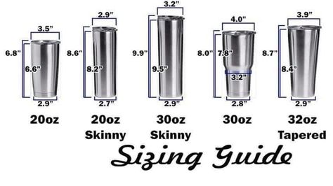 Cricut Size Chart Cups, Sizing Chart For Vinyl On Tumblers, Tumbler Dimensions Cricut, Measurements For 20 Oz Tumbler, Decal Sizing For Tumblers, 24oz Tumbler Decal Size Chart, Cricut Materials, Cricut Hacks, Unicorn And Glitter