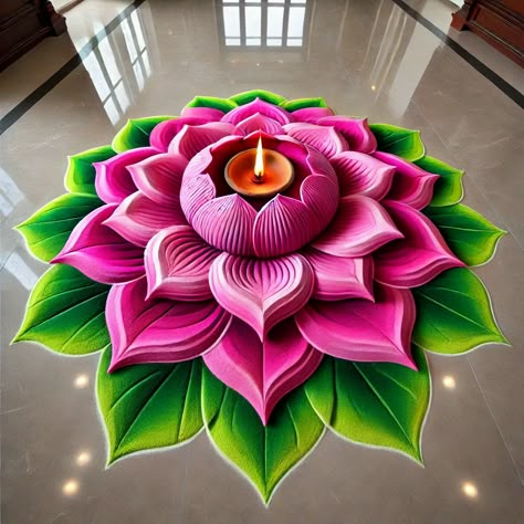 Kolam Painting, Diwali Rangoli Ideas, Diwali Designs, Ready Rangoli, Color Rangoli, Baby Mehndi, Mandala Flower Design, Bal Ganesh, 3d Rangoli