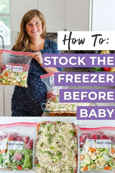 Make life with a newborn a little easier by prepping make-ahead FREEZER MEALS before baby's arrival! Stock up your freezer with these 3 simple dinner ideas! Each recipe requires minimal prep work, and lasts in the freezer for up to 3 months! Plus, they're packed with lean protein and fresh veggies, for a nutritious meal the whole family will love! These recipes are also perfect for expecting moms looking to stock their freezers, or to bring a new mom! Newborn Freezer Meals, Food Prep For Baby Arrival, Make Before Dinner, Freezer Veggie Sides, Meals To Prep Before Baby, Newborn Meal Prep, Freezer Meal Prep Before Baby, Meal Prep For Baby Arrival, Pre Baby Freezer Meals