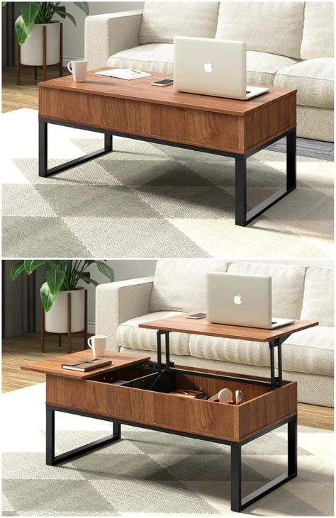 Coffee Table Functional, Living Room Table Storage, Living Room Table With Storage, Cute Coffee Tables, Living Room Table Diy, Work Table With Storage, Diy Coffee Table With Storage, Coffee Table For Small Living Room, Apartment Coffee Table