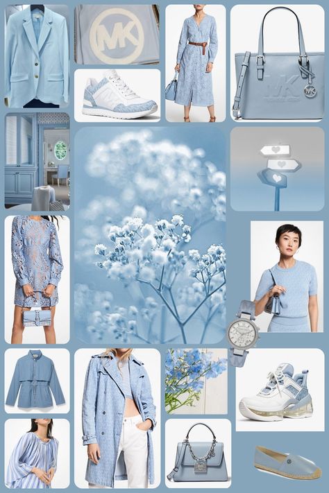 Spring Mood Board Fashion, Denim Mood Board Inspiration, Theme Board Fashion Inspiration, Instagram Color Scheme Feed Blue, Sky Blue Mood Board, Light Blue Aesthetic Moodboard, Design Seeds Color Palette Blue, Pale Blue Jeans, Summer Skin Tone