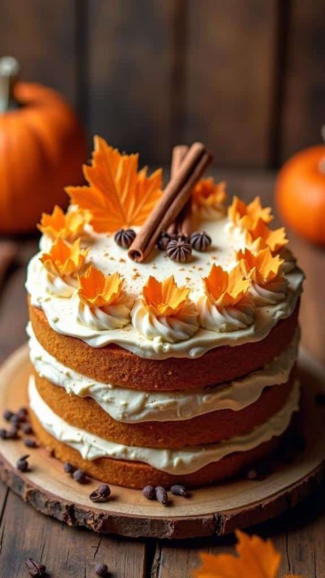 Pumpkin Spice Latte Cake Spiced Pumpkin Cake, Autumn Spice Cake, Pumpkin Spice Latte Cake, Latte Cake, Creamy Frosting, Coffee Buttercream, Pumpkin Spice Cake, Moist Cake, Pumpkin Coffee