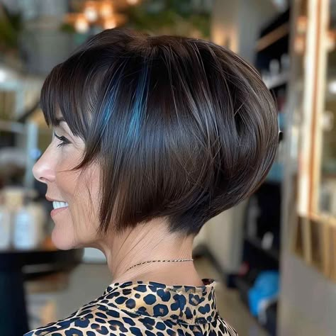 16 Best Stacked Bobs with An Undercut Stacked Bob With Bangs Fine Hair, Stacked Bobs For Fine Hair, A Line Bob Short Stacked, Bob With Bangs Fine Hair, Stacked Bob With Bangs, Short Stacked Bob Haircut, Style A Lob, Short Stacked Hair, Layers Bangs