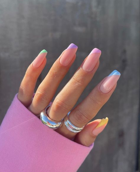 French Tip Acrylic Nails, Cute Gel Nails, Acrylic Nails Coffin Short, Summer Acrylic Nails, Short Acrylic Nails Designs, Pastel Nails, Square Acrylic Nails, Fire Nails, French Tip Nails