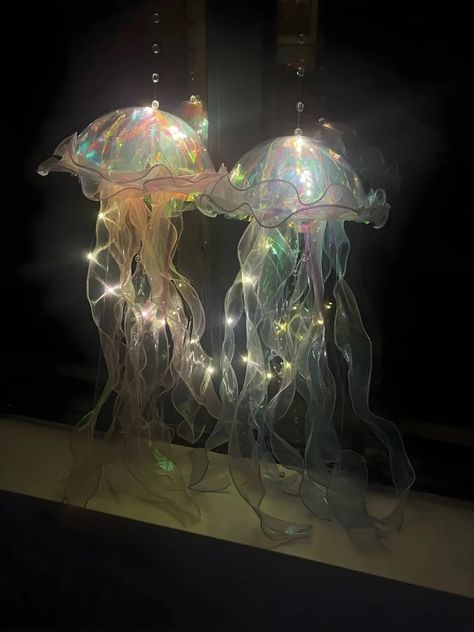 Aesthetic Jellyfish Night Lamp Fantasy Nightlight Jellyfish Decor Sea Creature Handmade Night Light Bedroom Night Lamp - Etsy Australia Jellyfish Nursery Theme, Jellyfish Light Diy, Ethereal Home, Jellyfish Decor, Aesthetic Jellyfish, Jellyfish Decorations, Night Light Bedroom, Jellyfish Light, Jellyfish Lamp