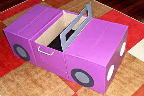 And automobiles. | 31 Things You Can Make With A Cardboard Box That Will Blow Your Kids' Minds Cardboard Box Car, Transportation Birthday Party, Recycle Cardboard Box, Play Car, Box Cars, Cardboard Car, Transportation Birthday, Kids Movie, Barbie Car