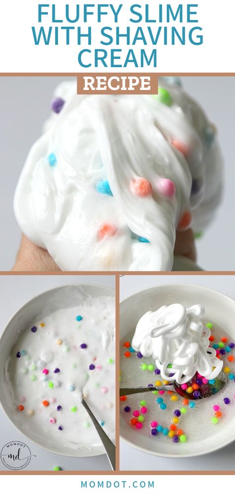 Puffy Slime With Shaving Cream, Foam Slime Shaving Cream, Shaving Cream Slime No Contact Solution, Diy Slime With Shaving Cream, Icee Slime Recipes, How To Make Slime With Shaving Cream, Slime Recipe Shaving Cream, Shaving Cream Dough, Fluffy Slime Recipe Shaving Cream