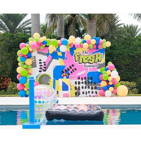 Welcome to the “Fresh Summer!” | What better way to celebrate a special birthday bash for @rudygay than a Fresh Prince of Bell-air inspired pool party here in sunny Florida!! | Event Planning + Design: @keairachantellevents Photography: @imagerybyjulesphotography Cinematography: @bricksgroup Stationery: @paperedwonders Floral Design: @thesimondesign Cake: @dejavuswseets Cake Topper + Charms, Custom Decor: @ten23designs Custom Decor: @elfspropshop Balloon Art: @maggiecreativedesign Catering: @sen Fresh Prince Will Smith, Adult Birthday Party Themes, Old School Candy, 90s Theme Party, Prince Party, Adult Party Themes, Graffiti Pattern, Unique Party Themes, 33rd Birthday