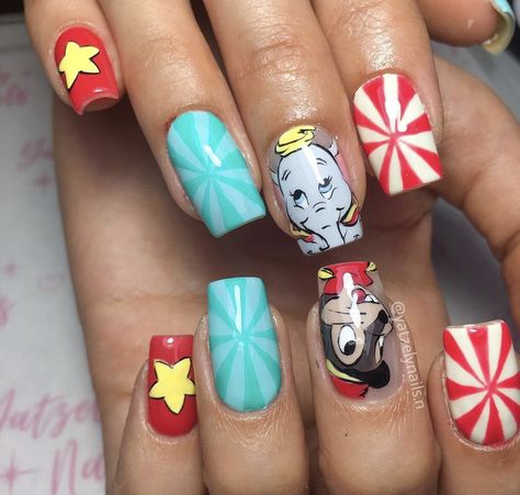 Dumbo Nails, Fantasy Nails, Crazy Nails, Disney Nails, I Love Nails, Disney Cruise, Love Nails, Girls Trip, Nail Inspo