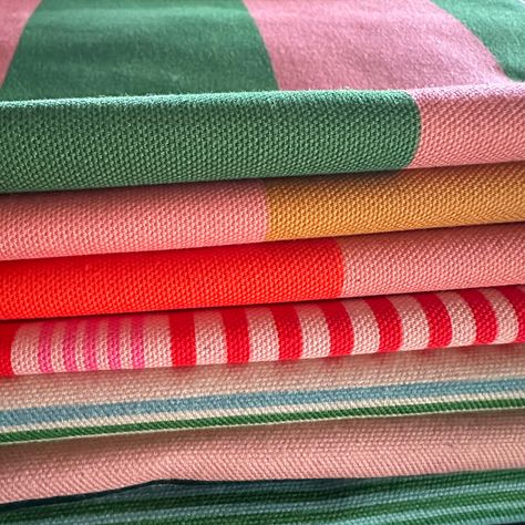 Beautiful quality fabric designed by Zobo and printed in the UK onto 100% cotton. Gorgeous happy horizontal stripes in pink and red. Other colour options available. Width: 150cm Vertical Repeat: 10cm. Product code: F4193 Samples available. If out of stock this design can be re-printed in 4 weeks. Greek Products, Vibrant Fabric, Boat House Interior, Hotel Inspiration, Beach Fabric, Fabric Patterns Design, Bright Fabrics, Brighton Beach, Fabric Inspiration