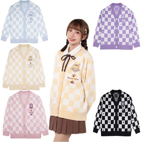 Kawaii Cinnamoroll My Melody Kuromi Sanrioes Cartoon Loose Knit Sweater Jacket Best gifts for cute girls in fall and winter _ - AliExpress Mobile My Melody Jacket, Cinnamoroll Jacket, Kuromi Jacket, Sanrio Cardigan, Kuromi Sweater, Clothes Sanrio, Sanrio Sweater, Sanrio Jacket, Hello Kitty Cardigan