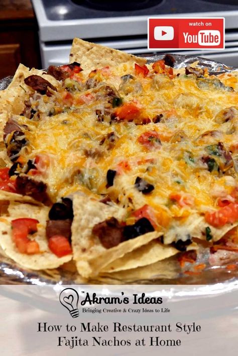 Nachos At Home, Fajita Nachos, Mexican Fast Food, How To Make Nachos, Nacho Chips, Fast Food Places, Corn Tortilla Chips, Olive Relish, Mexican Foods