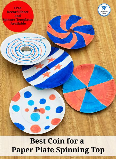 STEM Challenge- Best Coin for a Paper Plate Spinning Top - JDaniel4s Mom Plate Spinning, Planet Crafts, Activities Elementary, Timer App, Fraction Games, Pinecone Crafts, Valentine Boxes, Stem Challenge, Steam Activities