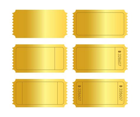 plantilla de diseño de vector de billete dorado. símbolo de papel del festival de cupones premium. Golden Ticket Template, Ticket Template, Golden Ticket, Festival, Quick Saves