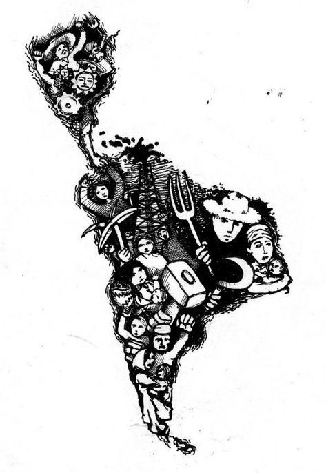 Latina Tattoo, South America Map, Drawing Superheroes, Punk Poster, Latin American Art, America Latina, Tattoo Project, America Art, Stencil Art