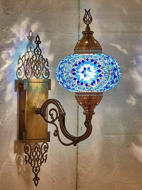 (25 Colors) DEMMEX 2020 Turkish Moroccan Tiffany Style Mosaic Wall Sconce Lamp Light - - Amazon.com Moroccan Light Fixture, Turkish Lights, Turkish Decor, Turkish Mosaic Lamp, Turkish Tile, Moroccan Lighting, Turkish Lamps, Moroccan Lamp, Mosaic Lamp