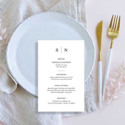 Minimal and Chic | Black and White Wedding Menu Flyer White And Sage Green Wedding, Rehearsal Dinner Menu, Wedding Dinner Menu, Menu Flyer, Sage Green Wedding, Wedding Menu Cards, Black And White Wedding, Wedding Dinner, Olive Branch