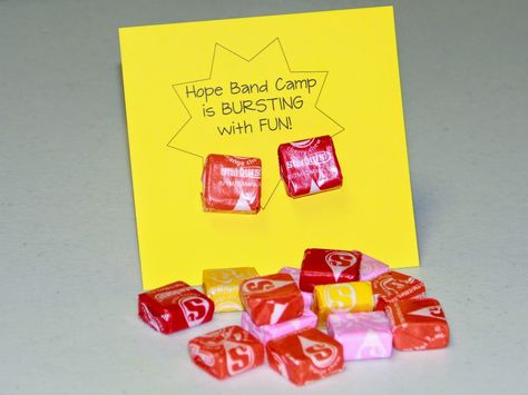 Band Camp Ideas Activities, Band Spirit Ideas, Band Camp Survival Kit, Band Camp Gifts, Camp Treats, Band Rooms, Marching Band Gift, Marching Band Mom, Red Starburst