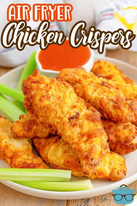 Crispy, flavorful and absolutely delicious these, Air Fryer Chicken Crispers are a deliciously easy dinnertime meal the whole family will love. Chicken Crispers, Air Fryer Recipes Low Carb, Chicken Crisps, Air Fryer Chicken Tenders, Cooks Air Fryer, Air Fried Food, Air Fry Recipes, Country Cook, Air Fryer Recipes Chicken