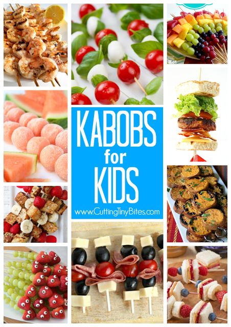 Kabobs for Kids. Healthy skewers, featuring fruit, veggies, sandwiches, snacks, and main dishes. Spruce up your presentation and your kids may just try some new foods! Healthy Skewers, Kids Healthy, Toddler Snacks, Fun Kids Food, Healthy Snacks For Kids, Lunch Snacks, Kids Snacks, Cooking With Kids, Kids Lunch