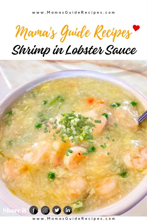 Shrimp in Lobster Sauce Recipe Lobster Sauce Recipe Chinese, Shrimp In Lobster Sauce, Lobster Sauce Recipe, Shrimp With Lobster Sauce, Spareribs Recipe, Lobster Soup, Sweet Chili Shrimp, Lobster Sauce, Mexican Salsa Recipes