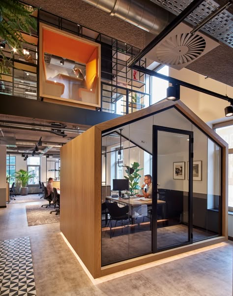 Coworking Office Design, Coworking Space Design, Atrium Design, Work Cafe, Corporate Interior Design, Modern Office Space, Office Pods, Architecture Magazine, Spatial Design