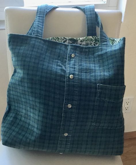 Shirt Bags, Shirt Crafts, Recycled Shirts, Denim Bag Diy, Corduroy Shirt, Small Stuff, Bag Diy, Shirt Bag, Thrift Shop