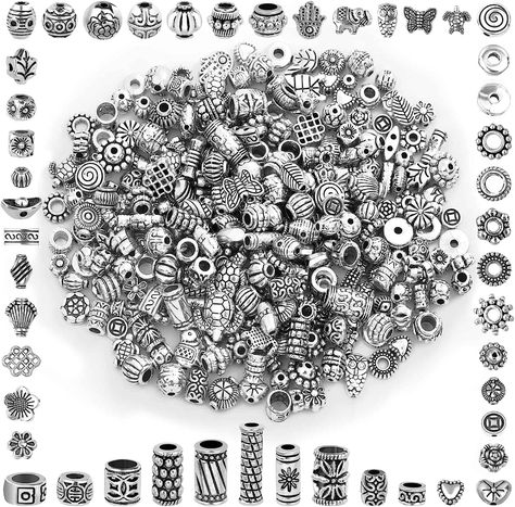 The spacer beads bulk come with 350 pcs mixed metal silver spacer beads in different sizes and shapes, sufficient quantity of jewelry spacer beads can easily meet your different jewelry making craft needs. Mixed Jewelry, Metal Bead Bracelet, Beads For Bracelets, Jewelry Making Bracelet, Jewelry Bracelets Silver, Bead Stringing, Earring Jewelry, Beads For Jewelry Making, Beads For Jewelry