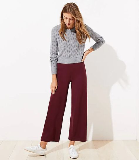 How To Achieve Shiv Roy's Chic 'Succession' Style For Less | HuffPost Life Maroon Pants Outfit Work, Maroon Pants Outfit, Wide Leg Trousers Outfit, High Waisted Slacks, Loft Outfits, Ribbed Turtleneck Top, Maroon Pants, Wide Leg Pants Outfit, Leg Pants Outfit