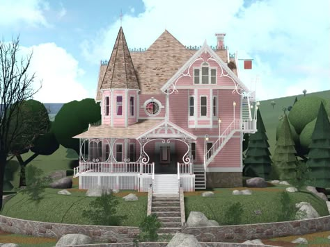 Coraline House, Bloxburg Victorian House, Bloxburg Cottage, Bloxburg Beach House, Cottage House Exterior, House Decorating Ideas Apartments, Small House Layout, Tiny House Layout, Diy House Plans