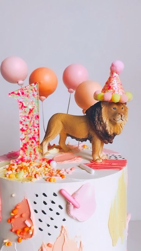 Lion Theme Cake, Animal Cakes For Kids, Lion Birthday Cake, Bright Colour Palette, Lion Cake, Lion Party, Colorful Birthday Cake, Colourful Birthday, Lion Birthday