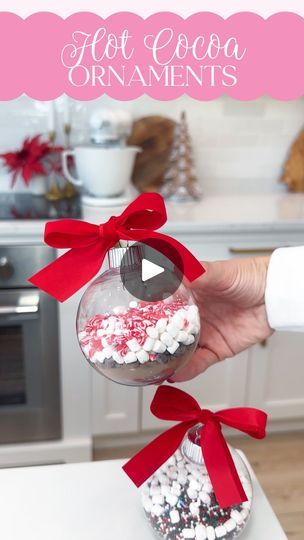 4.2K views · 2.1K reactions | Hot Cocoa Ornaments 🍫🎁 they fit so perfectly in a standard size mug if you want to wrap up for a holiday gift! I used a funnel to fit some of the messier ingredients. I washed the crafting ornaments out with soap and hot water before filling. Stick with including smaller hot cocoa toppings so everything comes out easily when you go to make your hot cocoa. | Jamie Dinardi-Dill | Sweetly Jamie Hot Cocoa Gift Ideas, Crafting Ornaments, Christmas Morning Brunch, Hot Cocoa Ornaments, Reindeer Hot Chocolate, Chocolate Ornament, Hot Cocoa Gift, Christmas 2025, Cocoa Christmas