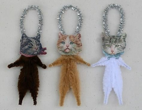 Crismas Tree, Chenille Ornaments, Chenille Crafts, Pipe Cleaner Crafts, Shabby Chic Christmas, Navidad Diy, Chic Christmas, Cat Ornament, Victorian Christmas