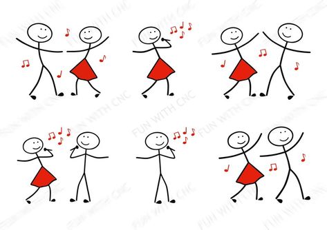 Cute Stick Figures, Singing Couple, Mistletoe Clipart, Singing Drawing, Groom Cartoon, Dancing Clipart, People Singing, Stick Drawings, New Year Diy