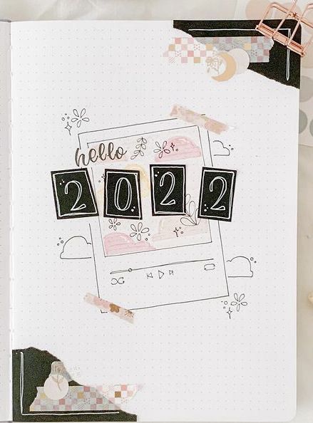 Bujo Yearly Theme, Dream In Reality Valentine, Bujo Yearly Cover Page, Bujo Year Cover Page, New Year Journal Ideas 2023, Bujo 2022 Cover Page, 2022 Title Page, Bujo 2023 Cover Page, Bullet Journal Year Cover