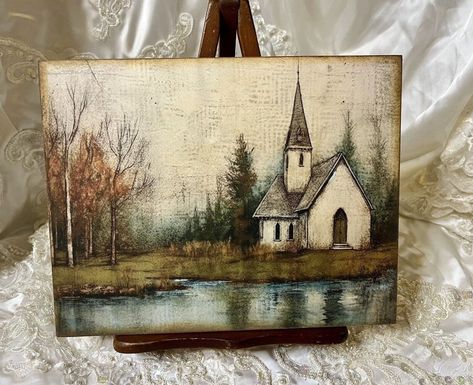 Painted Churches, Church Painting, Church Wall Art, Meant To Bee, Fall Pics, Old Country Churches, Sky Art Painting, Bee Creative, Barn Painting