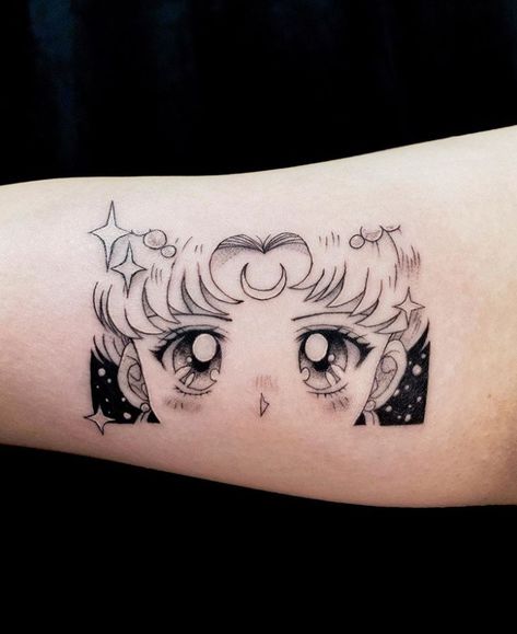 Sailor Moon Tattoo Ideas, Moon Tattoo Ideas, Cartoons Tattoo, Sailor Moon Tattoo, Crescent Moon Tattoo, Muster Tattoos, Cute Little Tattoos, Badass Tattoos, Aesthetic Tattoo