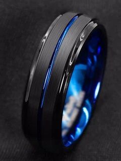 Titanium Rings For Men, Titanium Ring, Blue Ring, Ringe Gold, Birch Bark, Vintage Punk, Resin Ring, Mens Ring, Ring Blue