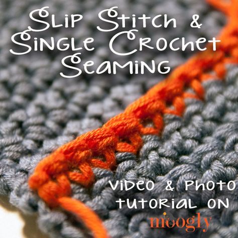 Slip Stitch and Single Crochet Seaming - moogly Knitted Stitches, Joining Granny Squares, Crochet Two Piece, Slip Stitch Crochet, Crochet Pieces, Fiber Crafts, Mattress Stitch, Crochet Geek, Crochet Tips