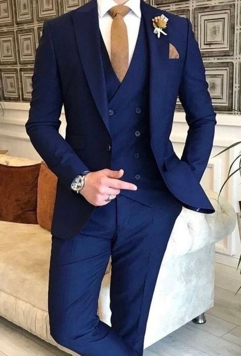 Navy suit groom