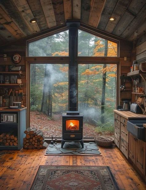 Cabin Aesthetic, Cabin Interiors, Cabin Living, Hus Inspiration, Tiny House Cabin, Small Cabin, Cabins And Cottages, Cabin Life, House Goals