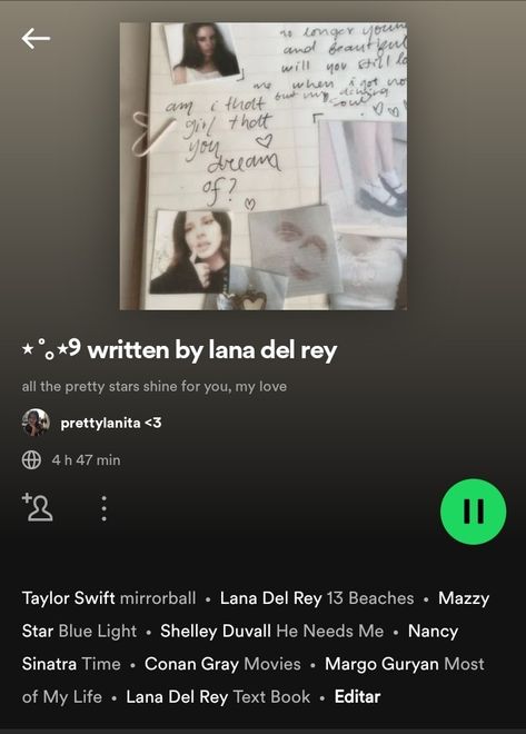 Lana Playlist, Spotify Library, That Girl, Lana Del Rey Songs, Playlist Names, Playlist Names Ideas, Siren Song, Upbeat Songs, Playlist Ideas